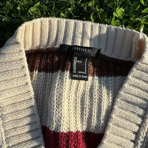 F21 Color Block Chunky Striped Cardigan - Picture 3 of 3